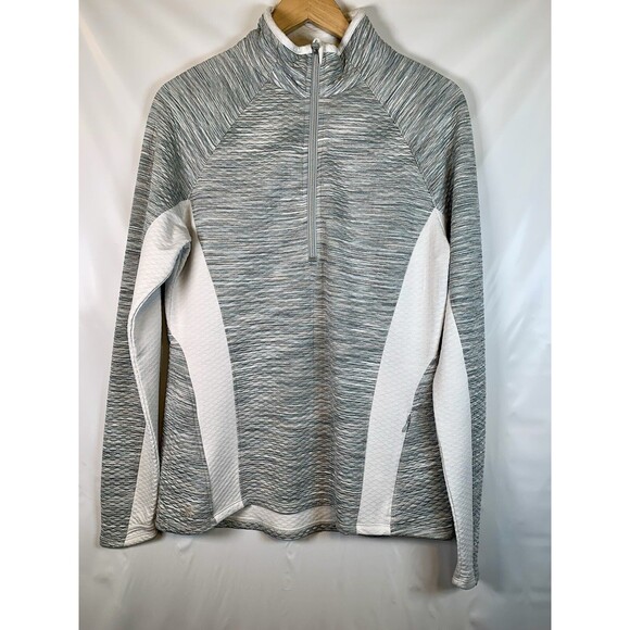 Athleta Snowscape Gray White 1/4 Zip Pullover Quilted Reflective Jacket Large - Picture 1 of 9
